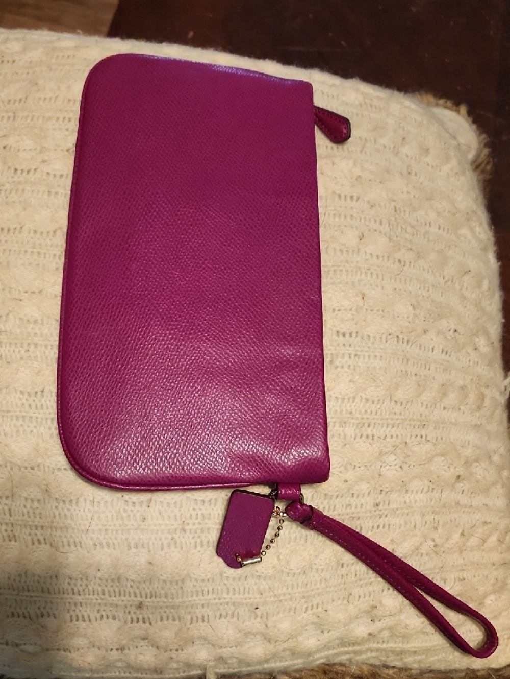 Coach Leather Wristlet in Raspberry - Picture 2 of 4